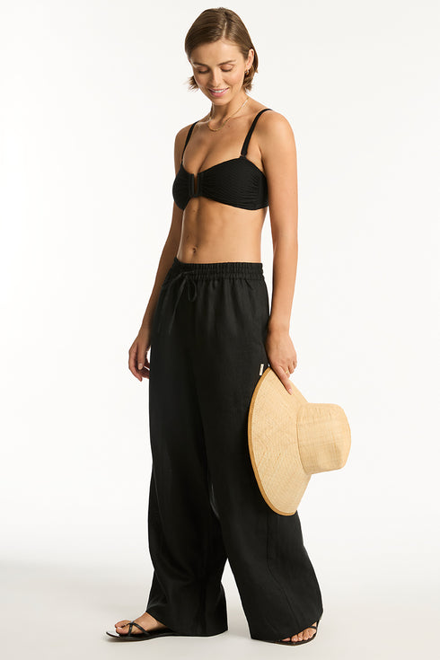 Sea Level Tidal Linen Plazzo Pant